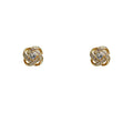 Gold Tone Rope Knot Flower Frame Clear Stone Stud Earrings view 5