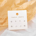 Mini Heart Crystal Pearl Ball Stud Earring Set Gold Silver view 2