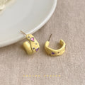 Chunky Enamel Crescent Stud Earrings In Yellow Pink And Green view 6