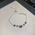 Purple Crystal Slider Bracelet Butterfly Flower Oval Styles view 9