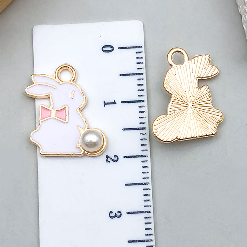 Enamel Zinc Alloy Rose Sakura Rabbit Moon Wreath Flower Charm Pendants for DIY Keychain Jewelry