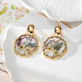 Gold Wavy Frame Resin Dried Flower Stud Earrings 7 Styles view 10