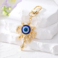 Gold and Silver Tone Crystal Evil Eye Clip Keychains in Six Designs view 2