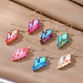 Gold Tone Faceted Irregular Leaf Crystal Effect Hook Earrings view 4