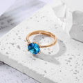 Gold Tone Solitaire Crystal Adjustable Rings in Nine Colors view 8