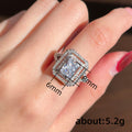 Silver Tone Rectangular Double Halo Crystal Ring Fashion Jewelry view 5