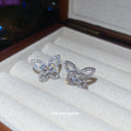 Silver Tone Openwork Butterfly Crystal Stud Earrings view 4