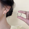 Hammered Round Huggie Hoop Earrings In Silver And Gold Tone view 3