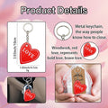 Red Love Wood Heart Keychain Metal Chain Split Ring view 4