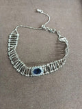 Openwork Lattice Bar Bracelet Oval Halo Center Stone view 6
