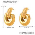 Geometric Linked Dual Loop Stud Earrings Gold Steel Titanium view 6