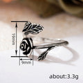 Antique Silver Open Adjustable Rose Flower Leaf Wrap Ring view 4