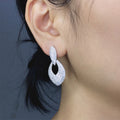 Silver Tone Pave Teardrop Hollow Drop Earrings Pair view 4