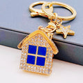Jeweled House Keychains in Red Blue and Green with Braided Loop Options view 9