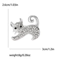 Playful Stretching Crystal Cat Brooch in Silver or Gold Tone view 7