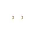 Gold Tone Clear Stone Crescent Moon Mini Stud Earrings view 5