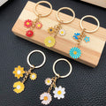 Five Colorful Daisy Flower Metal Keychain Design Set view 3