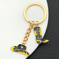 Black Gold Western Hat and Boot Star Metal Keychain Set view 4