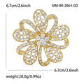 Openwork Crystal Flower Brooch Pin in Gold or Silver Tone view 6