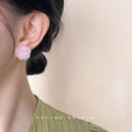 Pink Translucent Resin Rose Stud Earrings Pearl Drop Styles view 3
