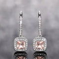 Silver Tone Pink Square Crystal Drop Earrings Polished Statement Fashion Jewelry view 3