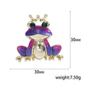 Crowned Frog Brooch in Metal with Bright Enamel, Crystal Eyes, and a Gold-tone Crown view 5