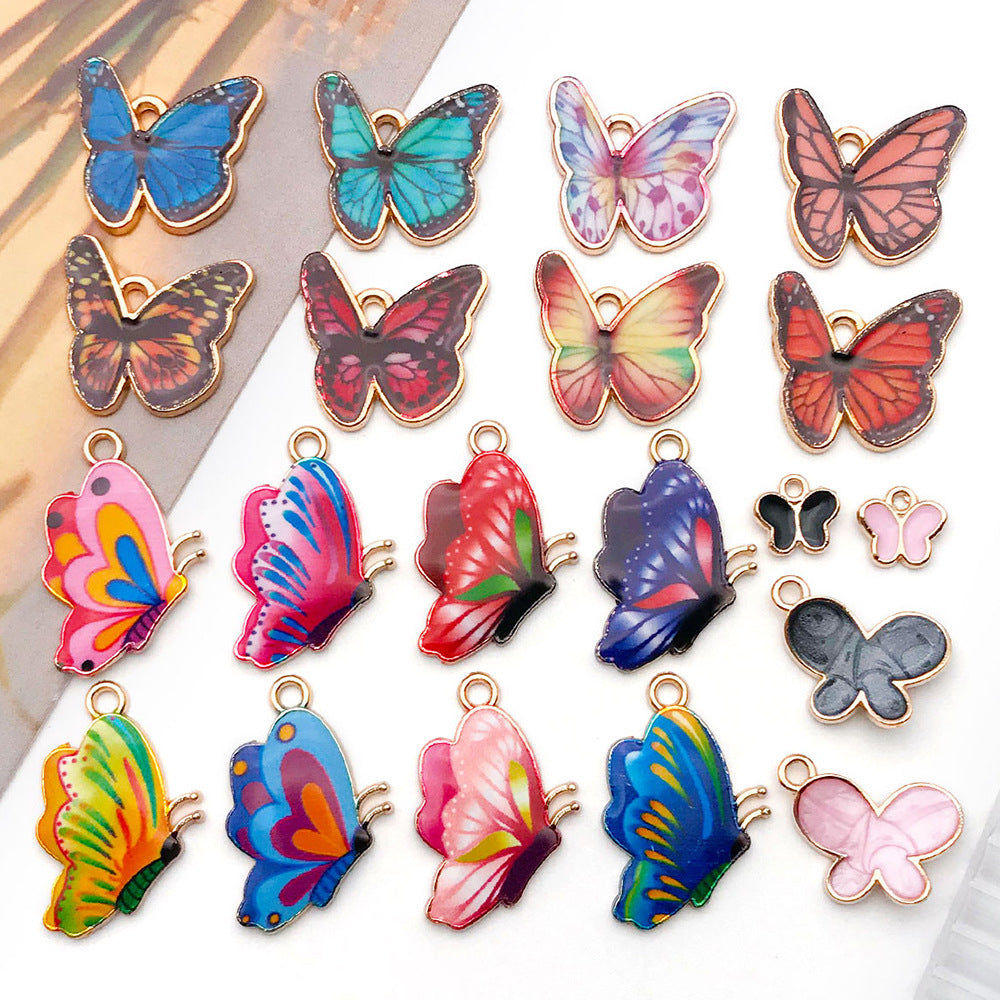 Zinc Alloy Colorful Enamel Butterfly Charm Pendant for DIY Keychain Necklace Bracelet
