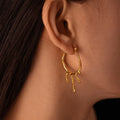Liquid Drip Hoop Earrings Irregular Molten Metal Gold Steel view 2