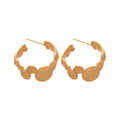 Crinkled Disc C Shaped Stud Earrings in Two Finishes view 5