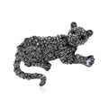 Rhinestone Leopard Brooch with Curved Tail and Spotted Body view 5