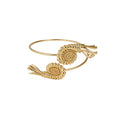 Gold Dual Motif Spiral Arm Cuffs Floral Leaf Shell Styles view 5