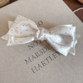Satin Polka Dot Bow Twist Hair Clips White Pink Black view 1