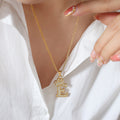 Gold Crown Initial Letter Pendant Necklace Rope Chain view 6