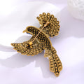 Aqua Gold Tone Hummingbird Crystal Metal Brooch Pin view 3