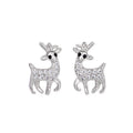 Crystal Reindeer Stud Earrings in Silver and Rose Gold Tone view 5
