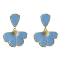 Gold-Tone Light Blue Enamel Daisy Flower Drop Earrings view 5