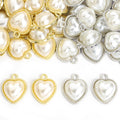 Pearl Heart Charms with Crystal Trim in Gold and Silver Tones view 4