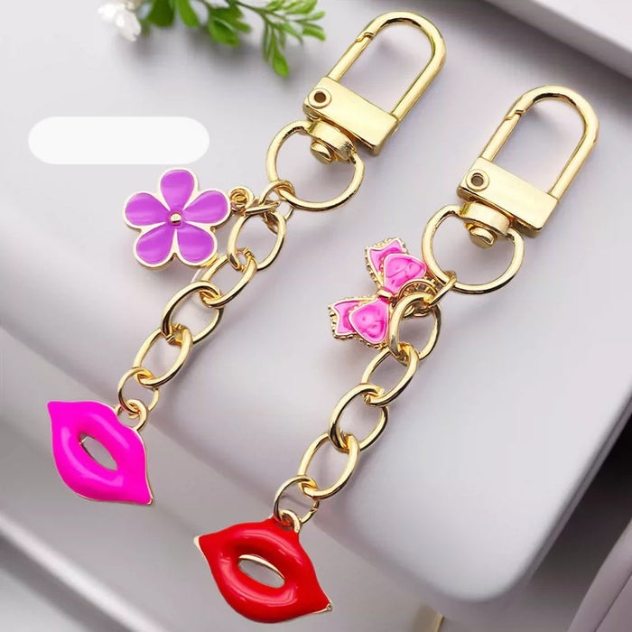 Bow Red Lips or Purple Flower Pink Lips Clasp Charms for Accessory Making