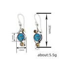 Antique Silver Turquoise Round Cabochon Hook Drop Earrings view 4