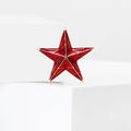 Faceted Red Five Point Star Brooch with Gold Outline view 2