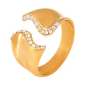 Irregular Wave Open Ring With Rhinestone Edge Size 7 view 5