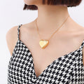 Smooth Puffy Heart Pendant Necklace Thin Snake Chain view 1
