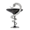Crystal Snake and Cocktail Glass Brooch in Four Colors view 3