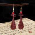 Acrylic Pipa Lute Drop Earrings White Yellow and Red view 4