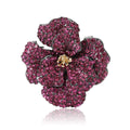 Full Rhinestone Peony Flower Brooch Dark Metal Blue Magenta view 1