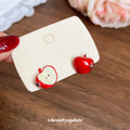 Red Apple And Slice Mismatched Stud Earrings Jewelry Pair view 2