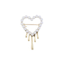 Pearl Melting Heart Drip Brooch Gold Silver Two Tones view 1