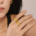 Stainless Steel Twisted Open Band Ring Chunky Gold Or Steel Tone view 3