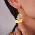 Gold Stainless Heart Hoop Earrings Plain Black Clear Resin Flower view 3