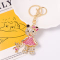 Rhinestone Parent Child Bear Keychain Pink Dress Mini Cub view 2